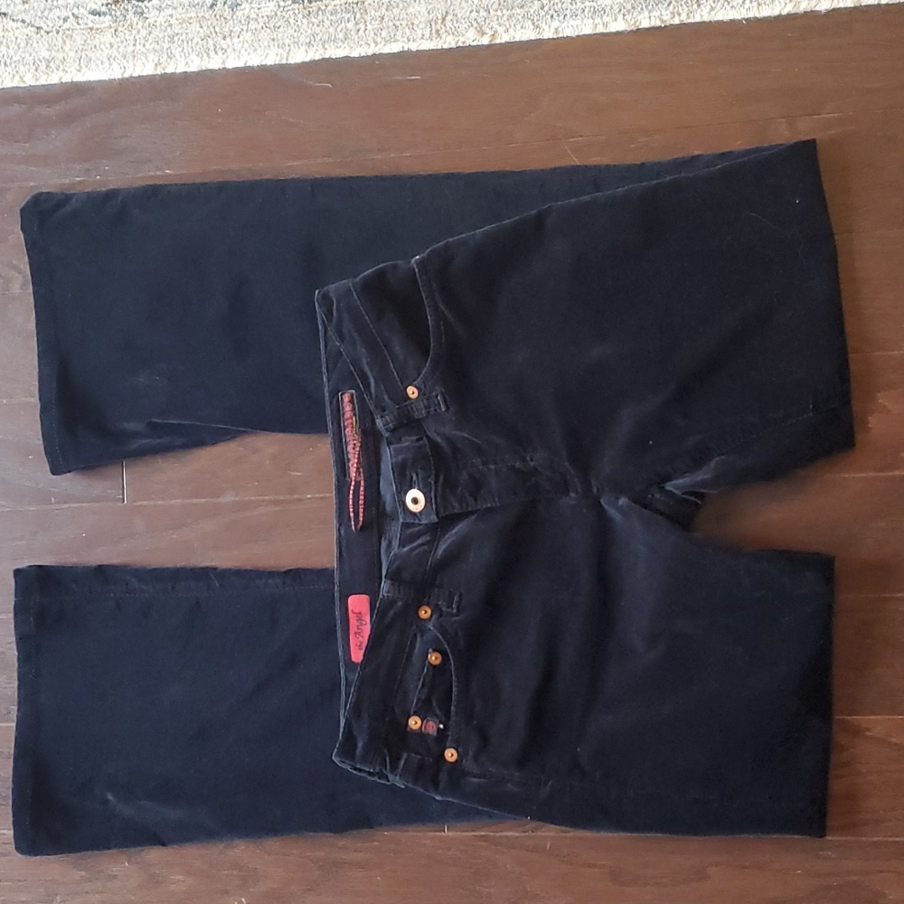 AG black brushed velvet stretch jeans